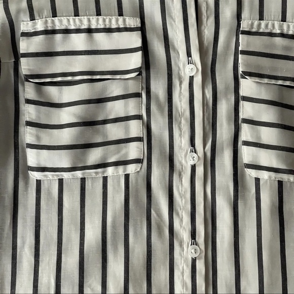 EUC Express Portofino Striped Button-Up Shirt | Black White | Women’s Size XS - Picture 4 of 14